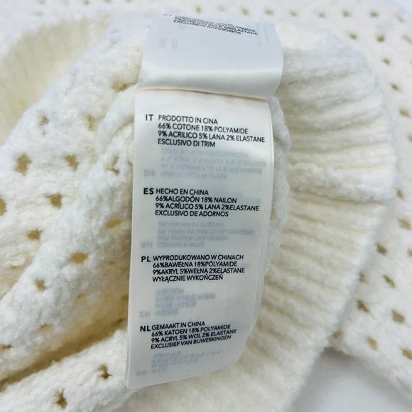 Varley Grady Boucle Sweater Sz S Coconut Milk Ivory Open Knit Cotton Blend - Picture 13 of 14